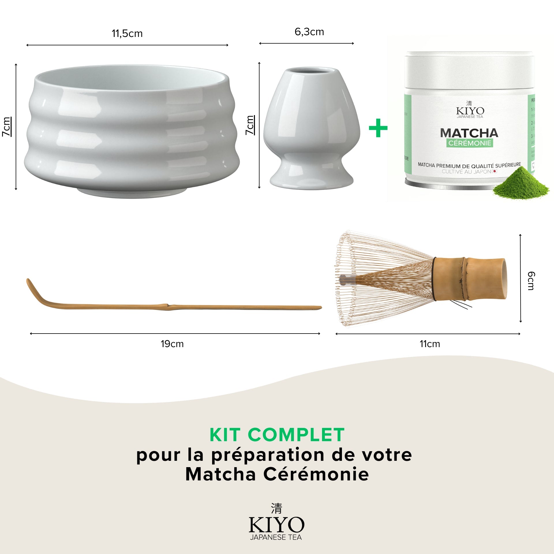Coffret Cadeau Matcha Traditionnel - Kit Complet avec Accessoires & Thé - Blanc - Kiyo Japanese Tea