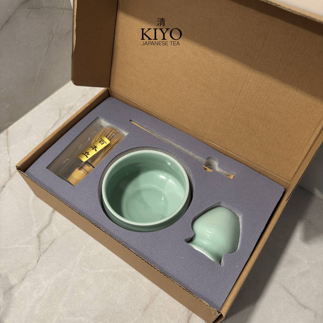 Kit Matcha Complet Vert Pastel – Coffret Cérémonial Japonais avec Thé Matcha Bio - Kiyo Japanese Tea