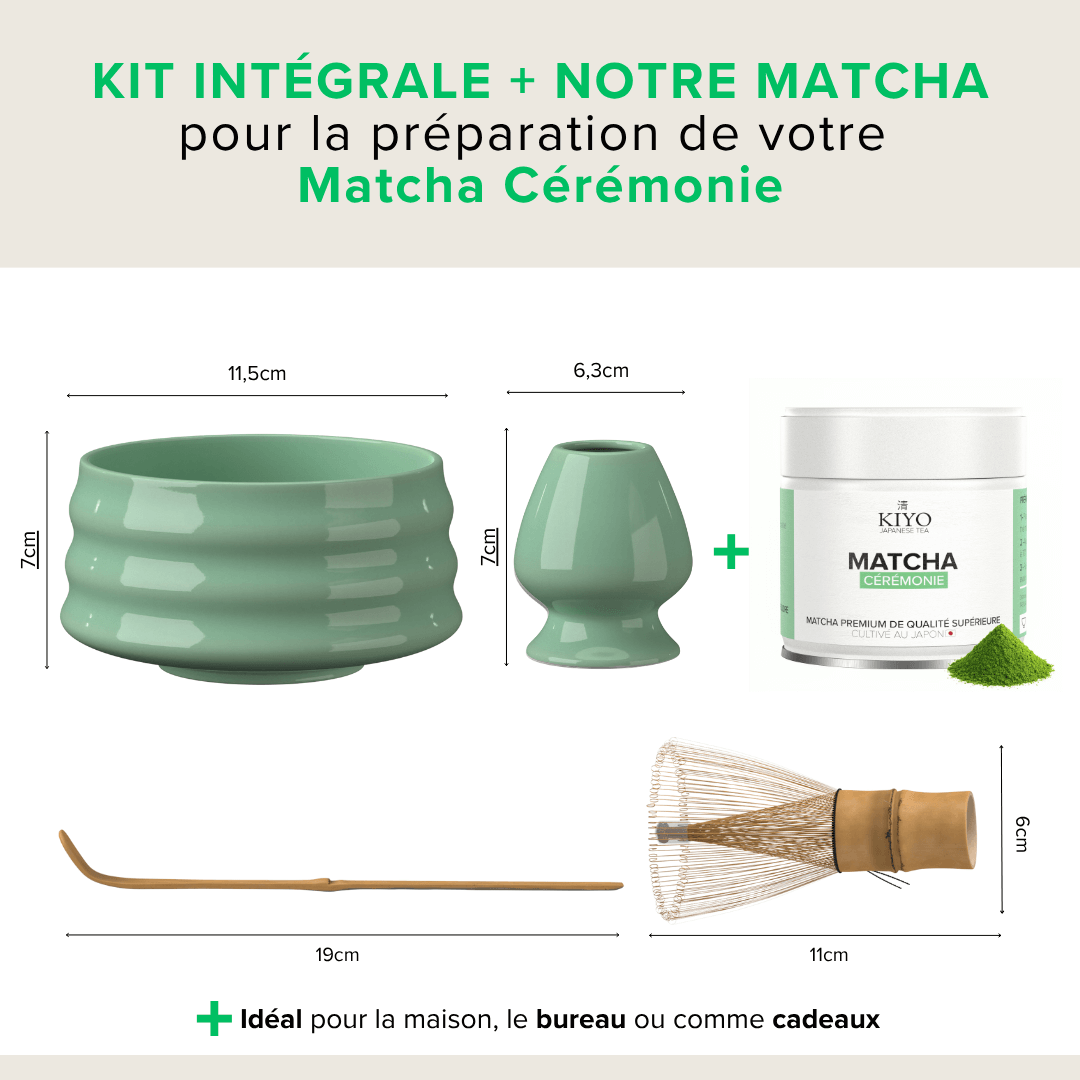 Kit Matcha Complet Vert Pastel – Coffret Cérémonial Japonais avec Thé Matcha Bio - Kiyo Japanese Tea