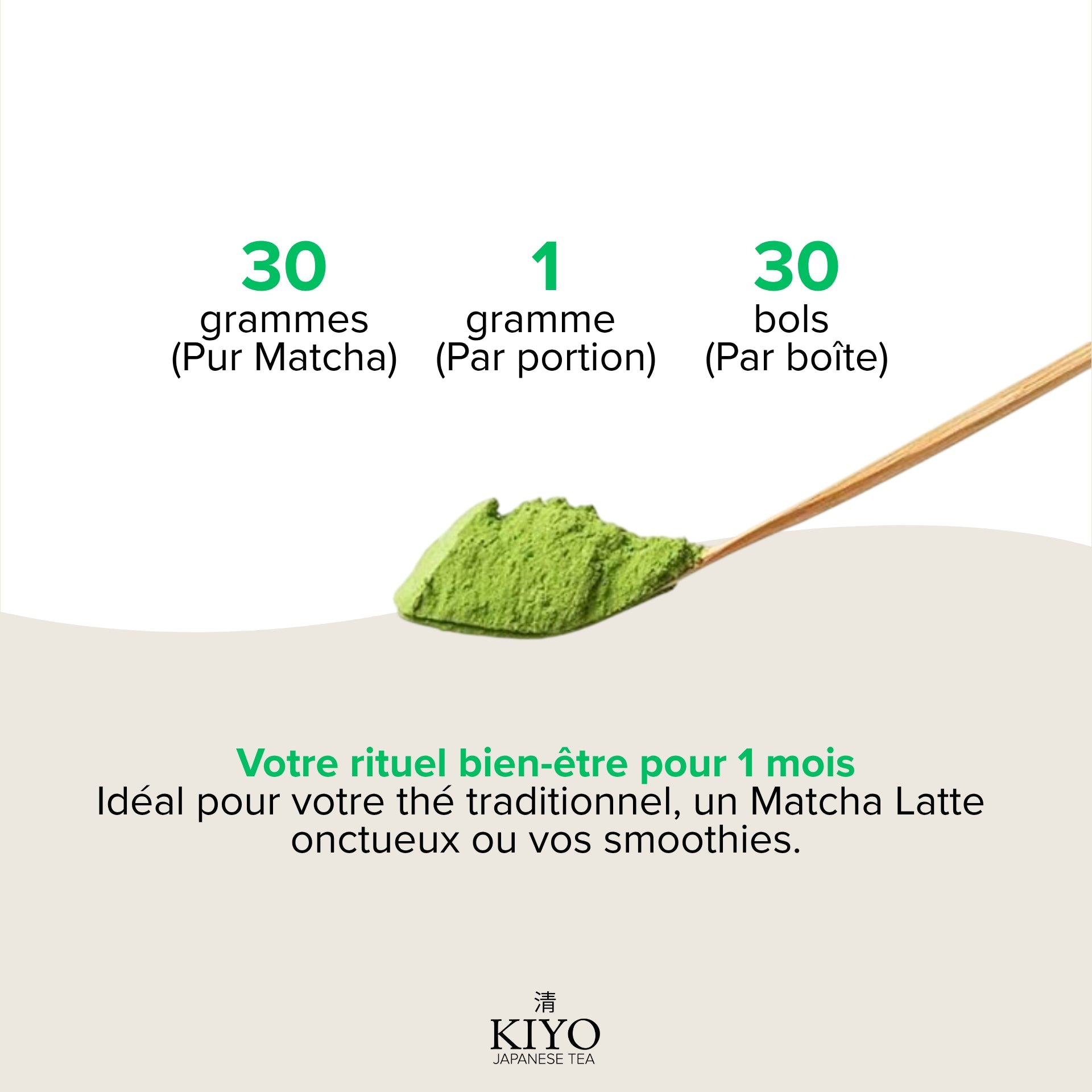 Thé Matcha Cérémonie Japonais Premium - Qualité Supérieure - 30g - Kiyo Japanese Tea